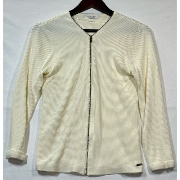 Calvin Klein Sweaters - Calvin Klein Women's Full Zip Long Sleeve Sweater Size L‎ Cream